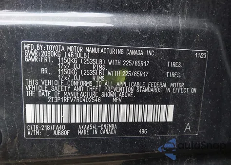 2024 Toyota Rav4 Xle from USA, damaged, VIN 2T3P1RFV7RC402546